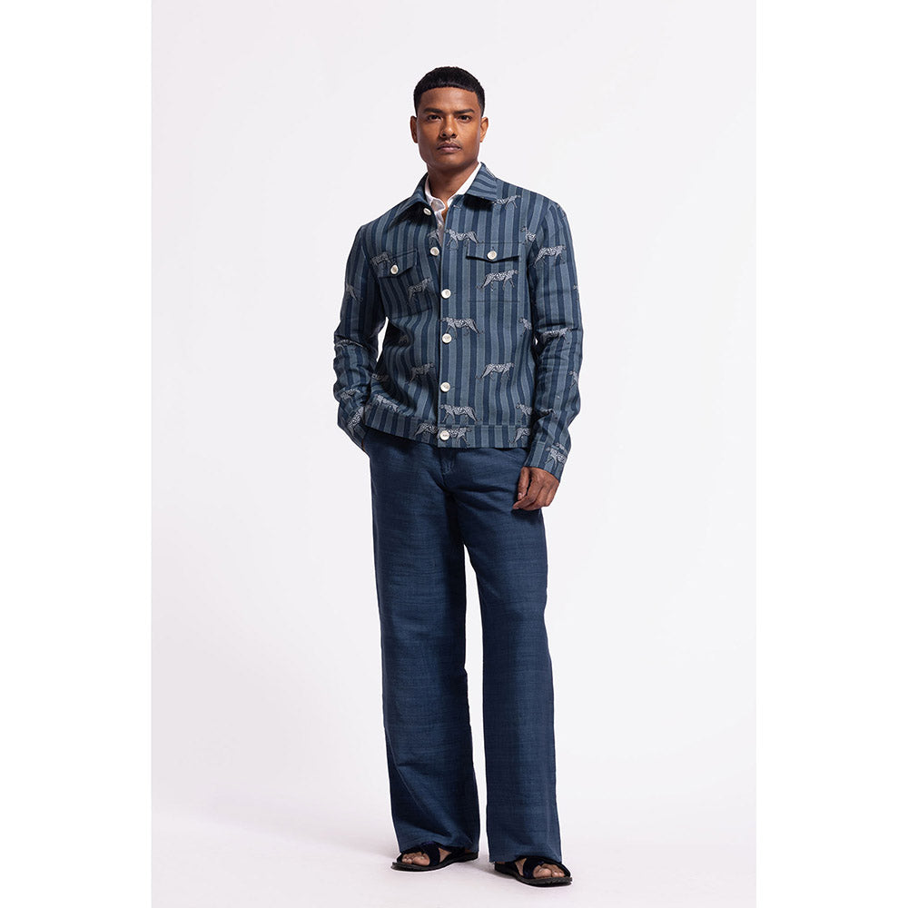 Rohit Bal Stripes Blue Crop Jacket