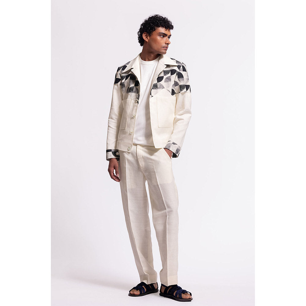 Rohit Bal Printed Ivory Crop Jacket