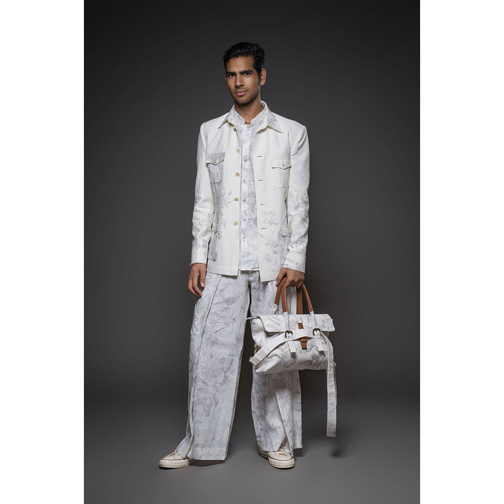 Rohit Bal Ivory Men Matka Silk Printed Jacket