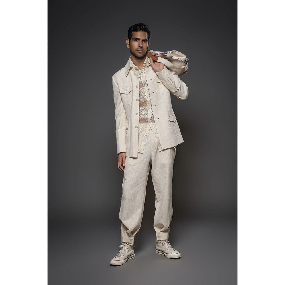 Rohit Bal Beige Men Handloom Khadi Jacket