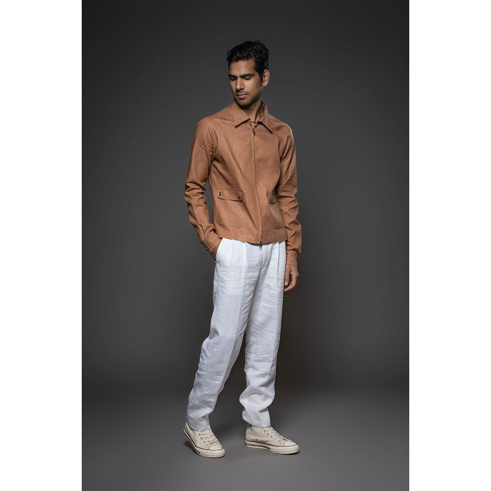 Rohit Bal Brown Men Linen Jacket
