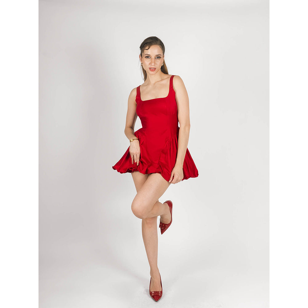 ROSA DAME Red Wenara Crimson Cotton Poplin Mini Dress