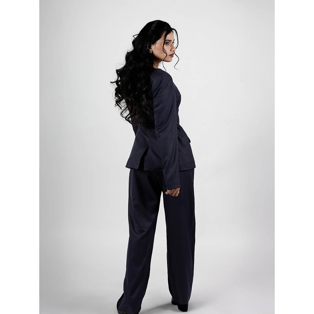 ROSA DAME Xelina Jet Blue Tailored Blazer Style Top