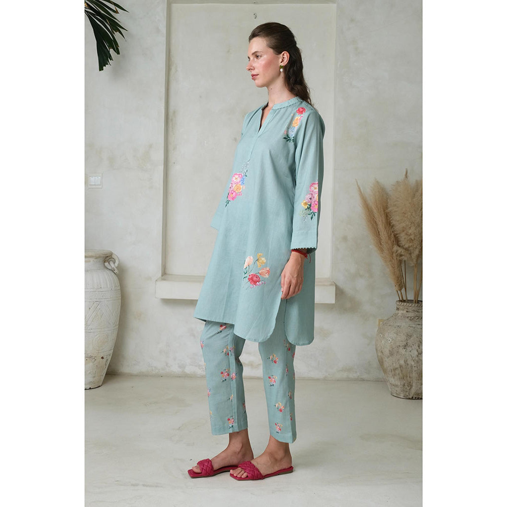 Roza Pret Green Floral Rosita Kurta