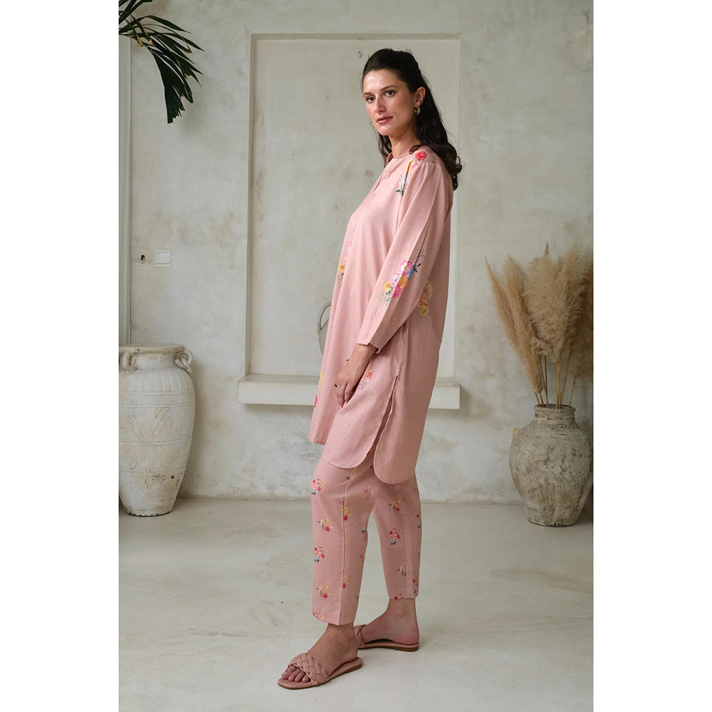 Roza Pret Pink Floral Rosita Kurta