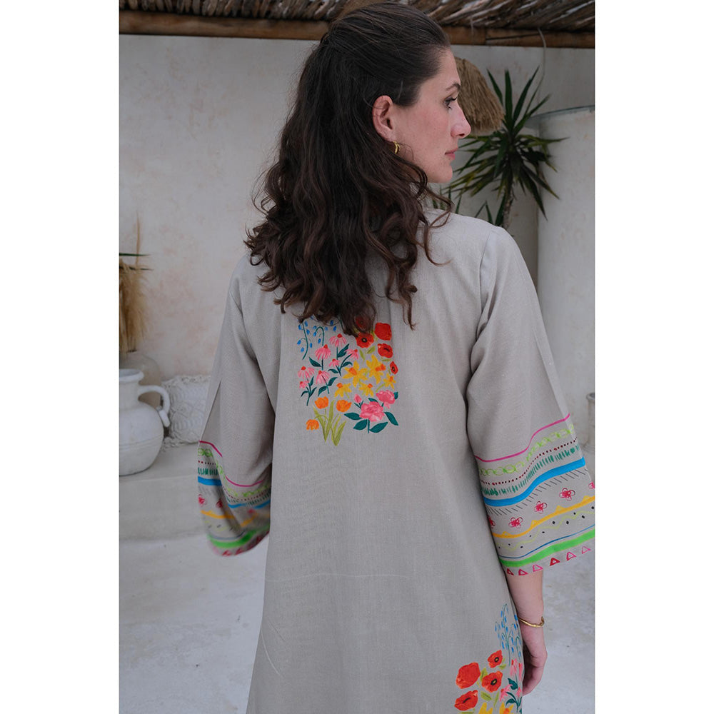 Roza Pret Grey Floral Positano Kurti
