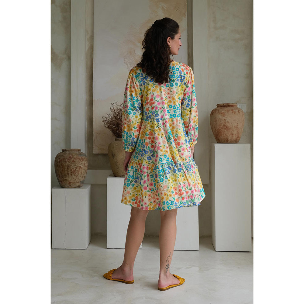 Roza Pret Multicoloured Floral Camelia Mini Dress