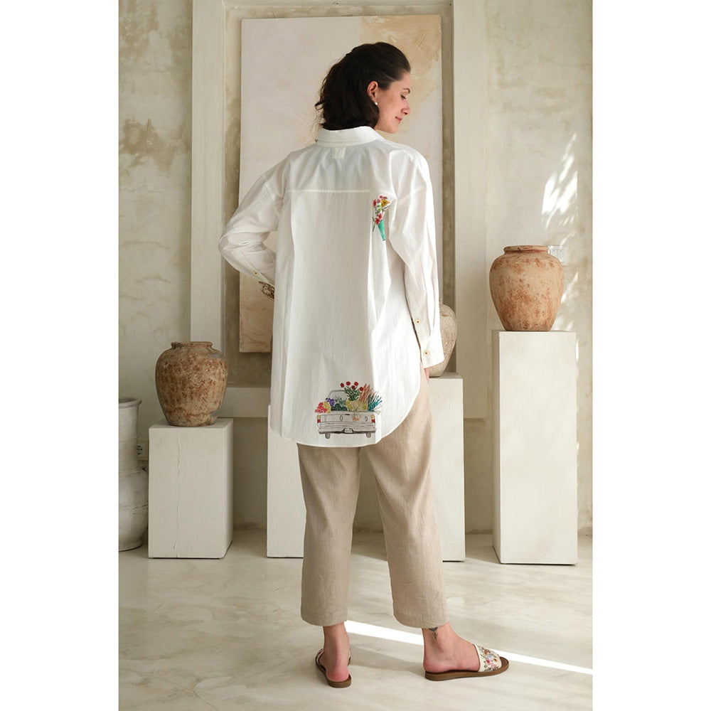 Roza Pret White Floral Savannah Shirt