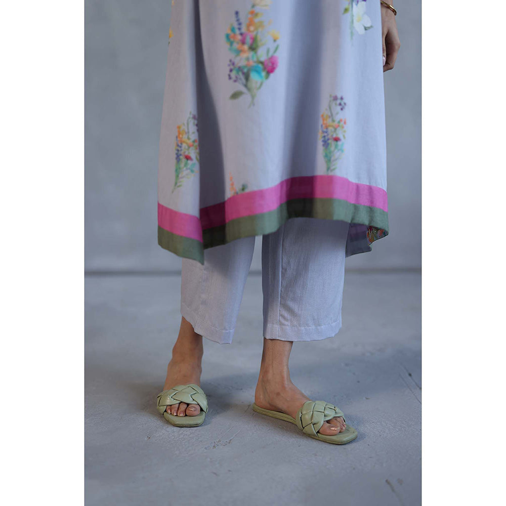 Roza Blossom Grey Kurta with Pant (Set of 2)