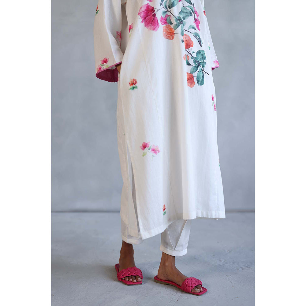 Roza Bougainvillea Phiran Off White Kurta with Salwar Pant (Set of 2)