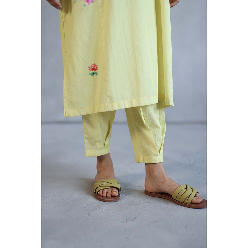 Roza Bougainvillea Phiran Yellow Kurta with Salwar Pant (Set of 2)