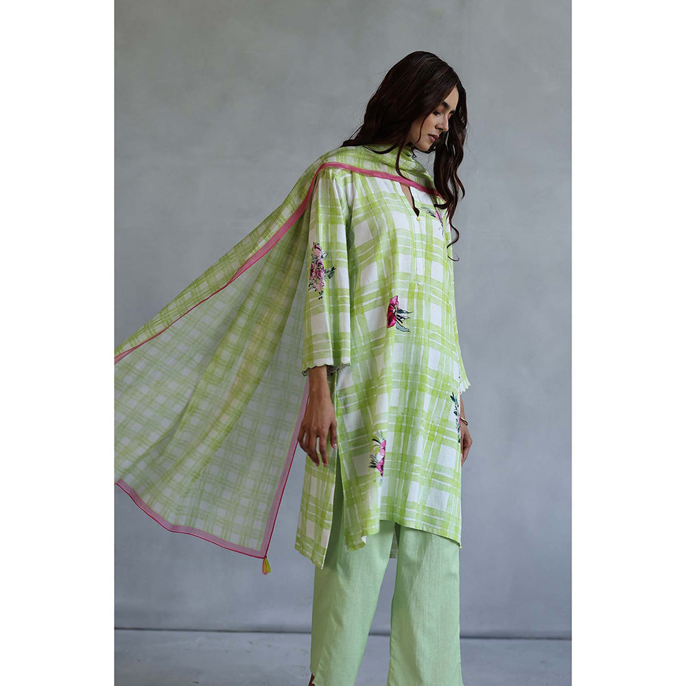 Roza Icecream Green Kurta with Pant (Set of 2)