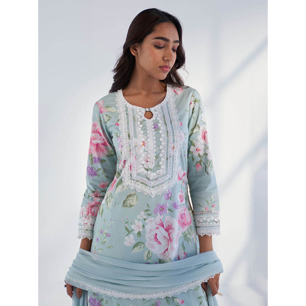 Roze Nyla Blue Kurta with Pant & Dupatta (Set of 3)