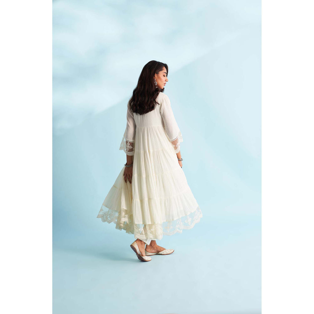 Roze Naaz Ivory Anarkali Kurta with Pant and Dupatta (Set of 3)