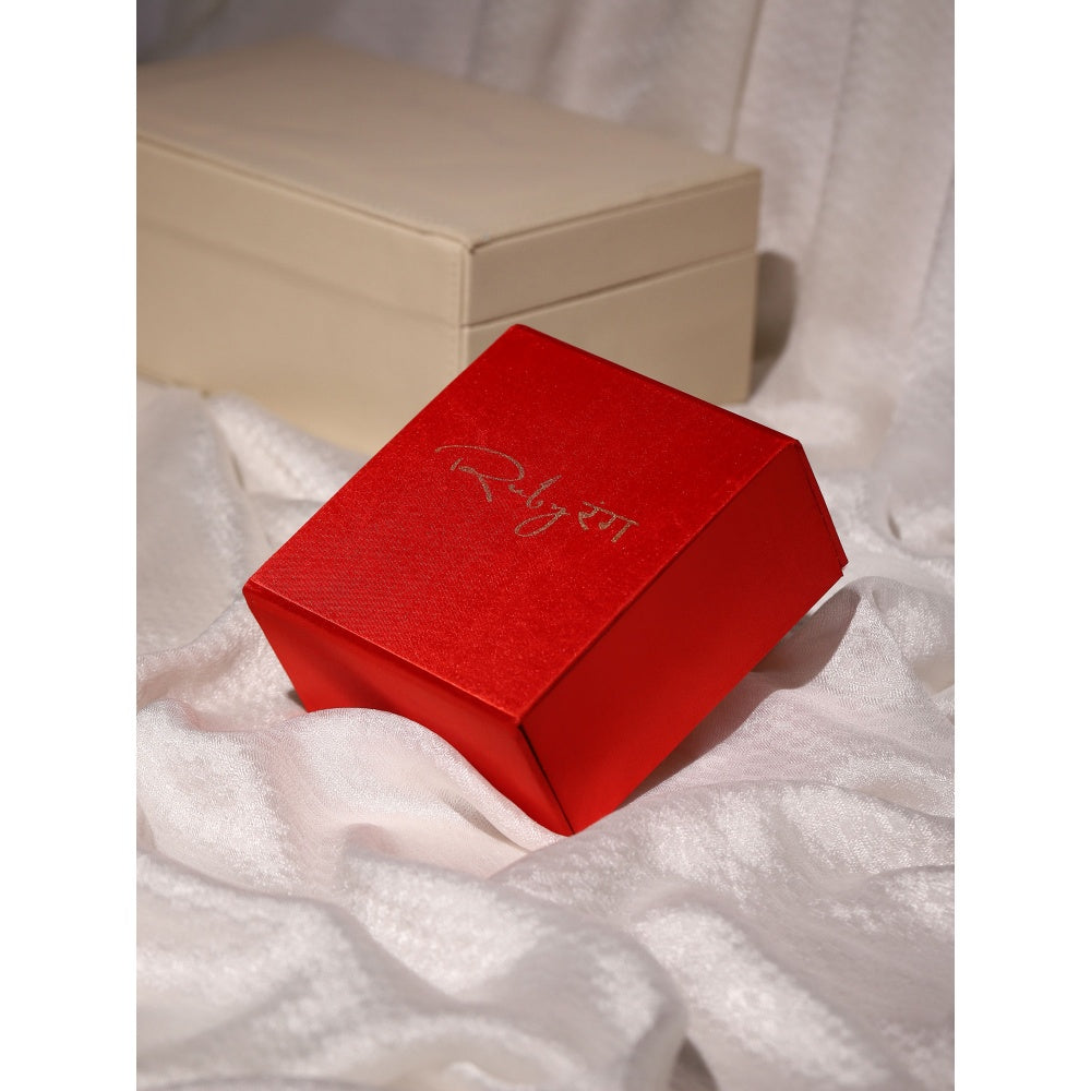 Ruby Raang Studio Dual Tone Kundan Studs In Silver Plating