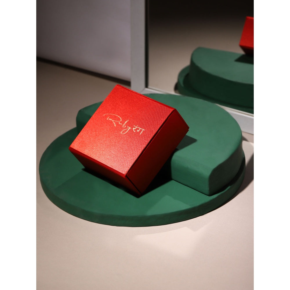 Ruby Raang Studio Round Kundan Bracelet With Maroon Stone Detailing