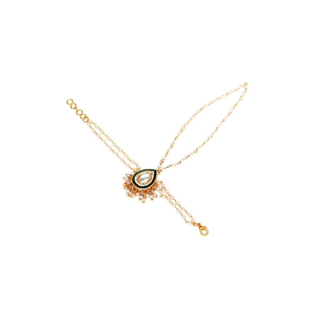 Ruby Raang Studio Kundan Gold Hand Harness