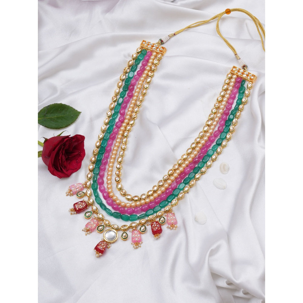 Ruby Raang Studio Long Kundan Necklace With Multi Stones