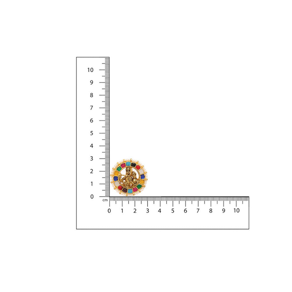 Ruby Raang Studio Navratan Radha Krishan Brooch