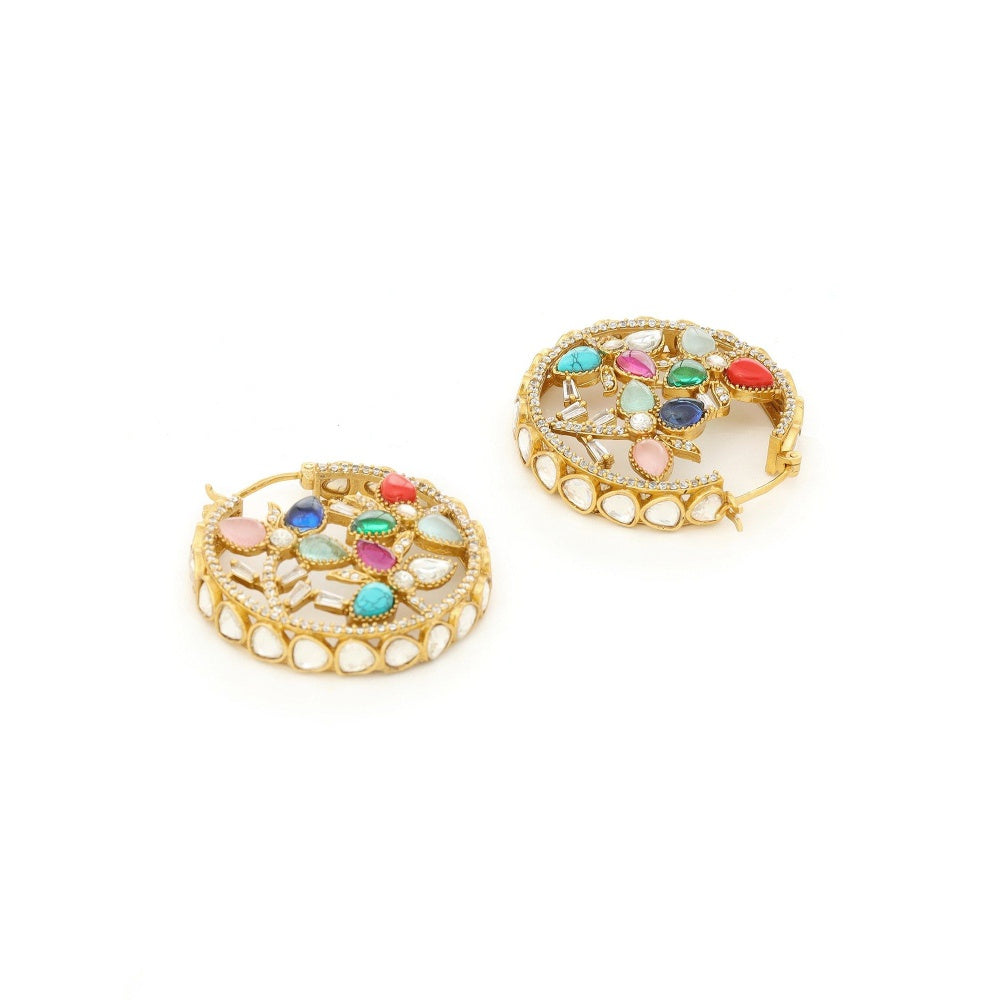 Ruby Raang Studio Navratan Round Earrings -Multi-Color