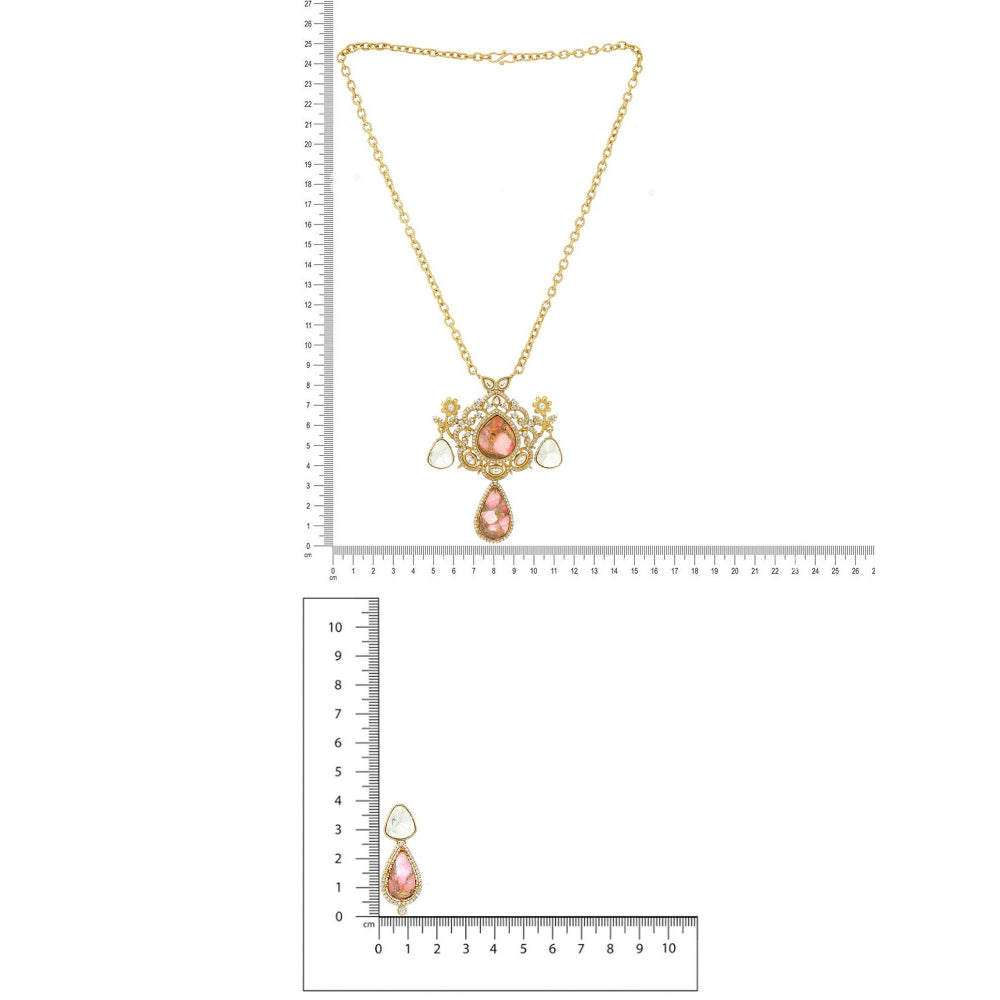 Ruby Raang Studio Natural Stones Earrings & Necklace Set -Multi-Color