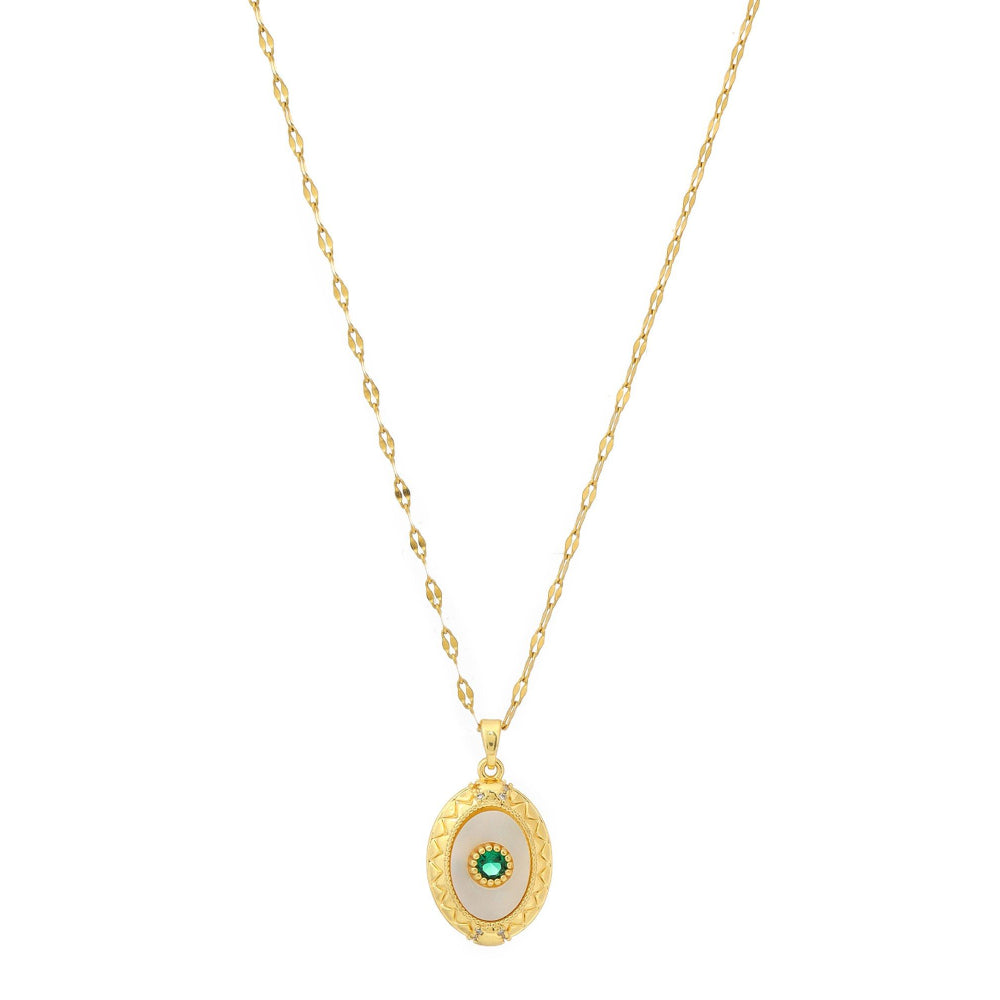 Ruby Raang Studio Antique Finish Crystal Necklace -Green