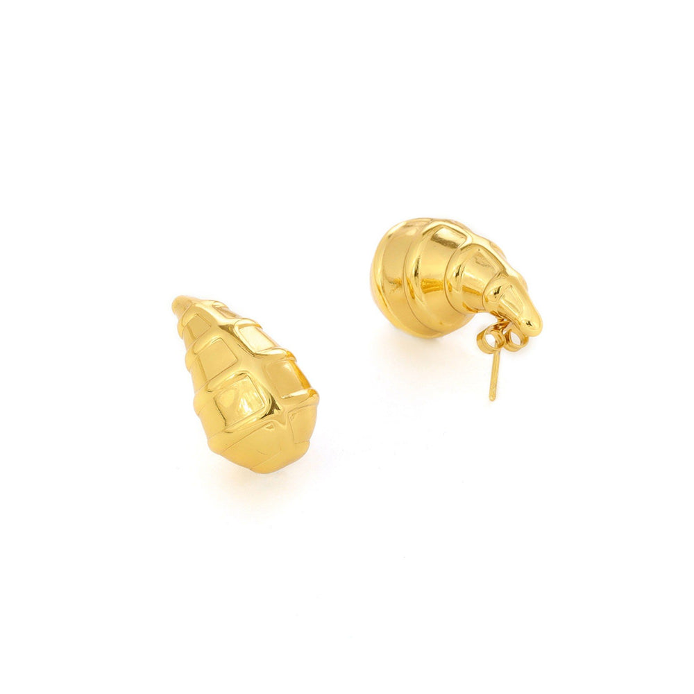 Ruby Raang Studio Golden Stud Earrings -Gold