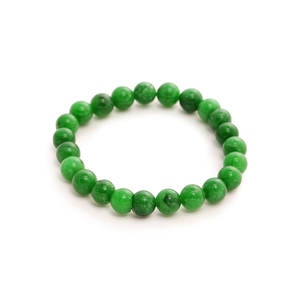 Ruby Raang Studio Green Jade Elastic Bracelet -Green