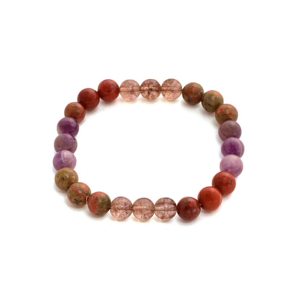 Ruby Raang Studio Red Carnelian, Lapis Lazuli, Amethyst & Green Avanturine Crystal Beads Bracelet