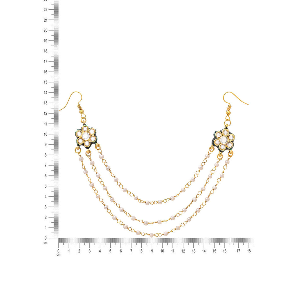 Ruby Raang Studio White Brass Gold Plated Kundan Hair Chain