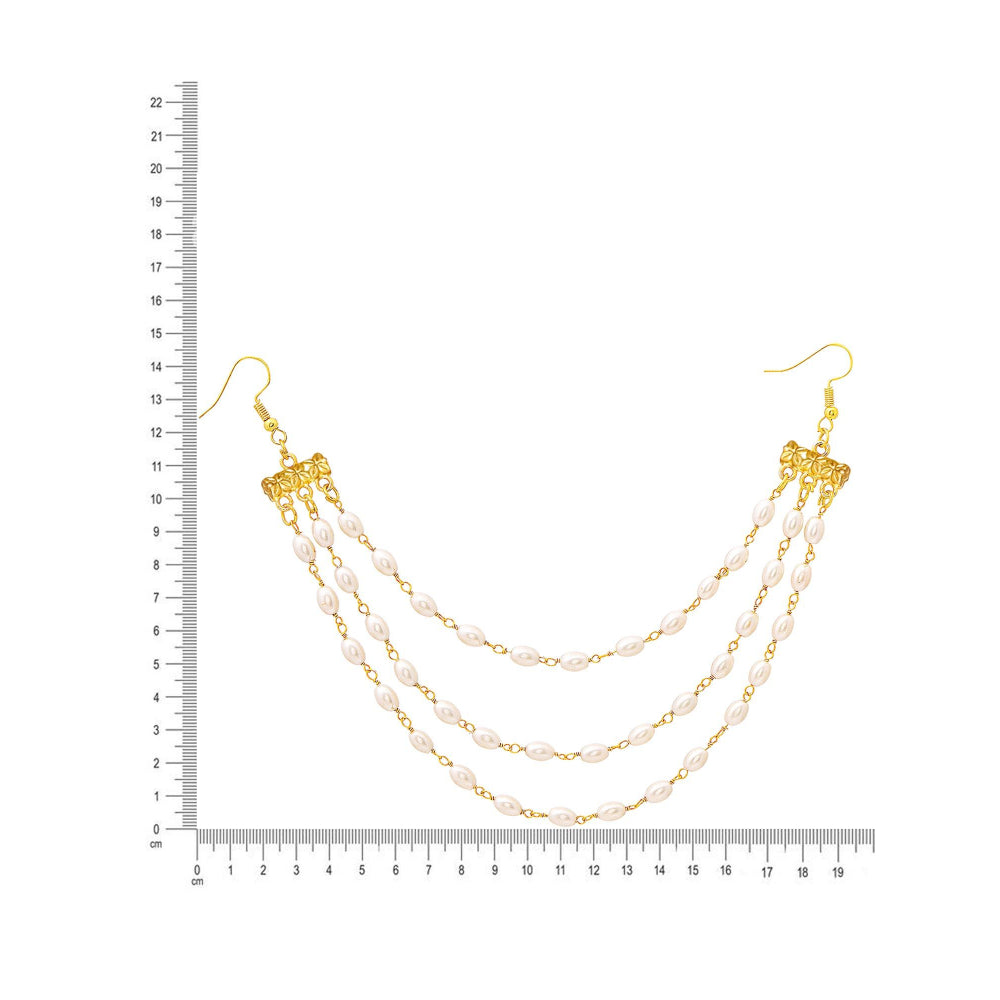 Ruby Raang Studio White Brass Gold Plated Pearl Hair Chain