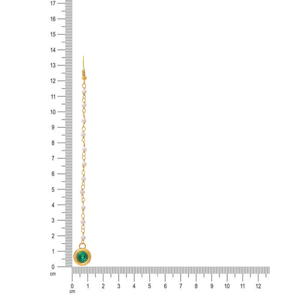 Ruby Raang Studio Green Brass Gold Plated Kundan Maang Tikka