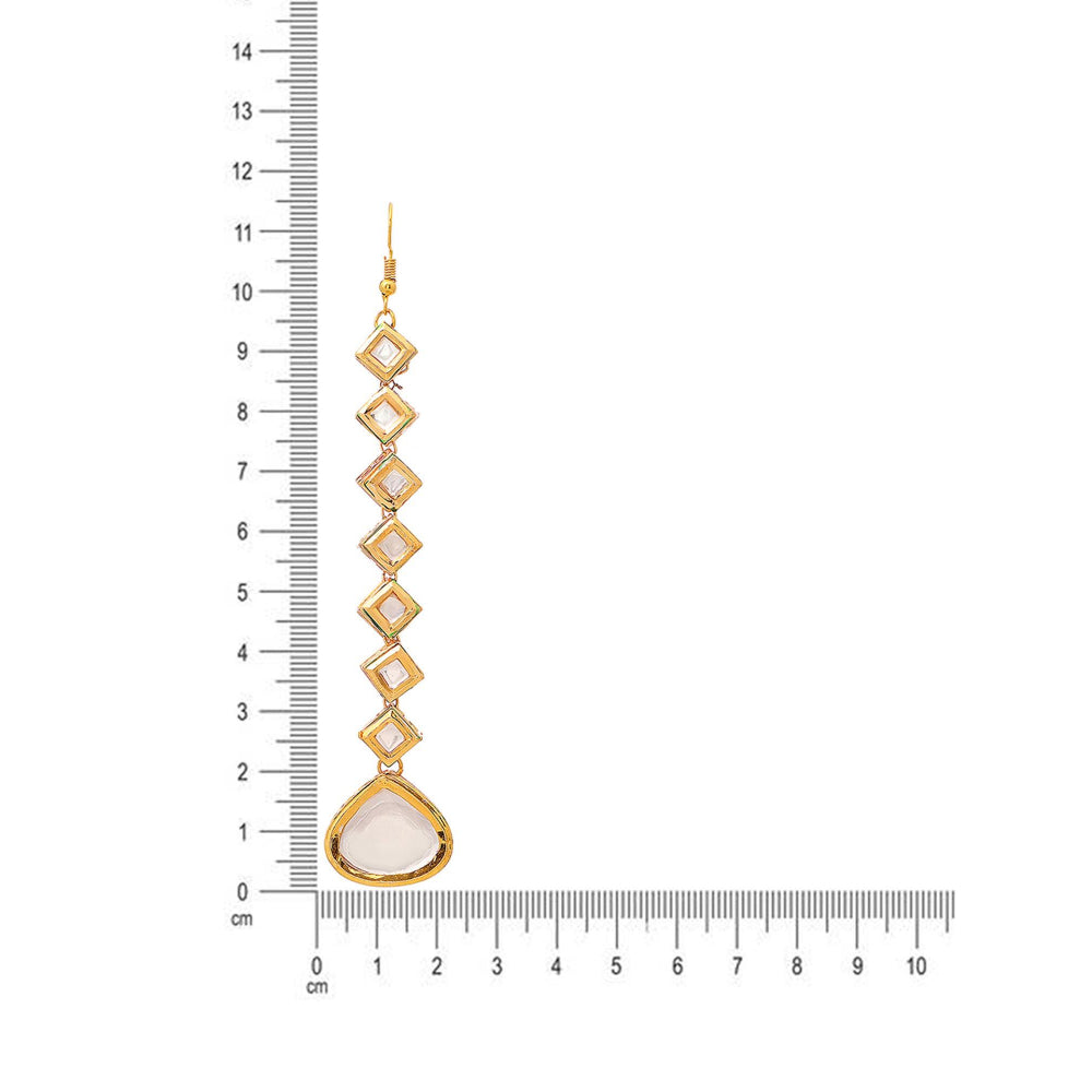Ruby Raang Studio White Brass Gold Plated Kundan Maang Tikka