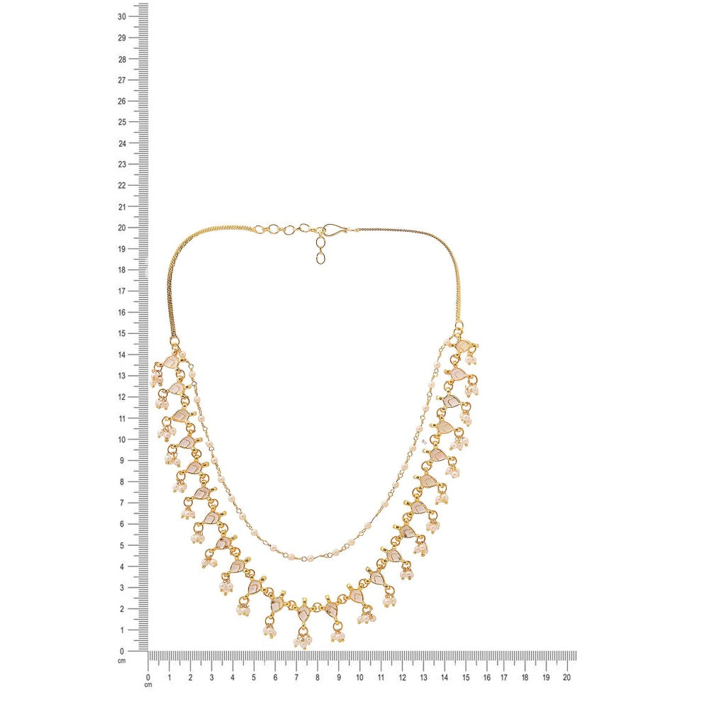 Ruby Raang Studio White Brass Gold Plated Kundan Necklace