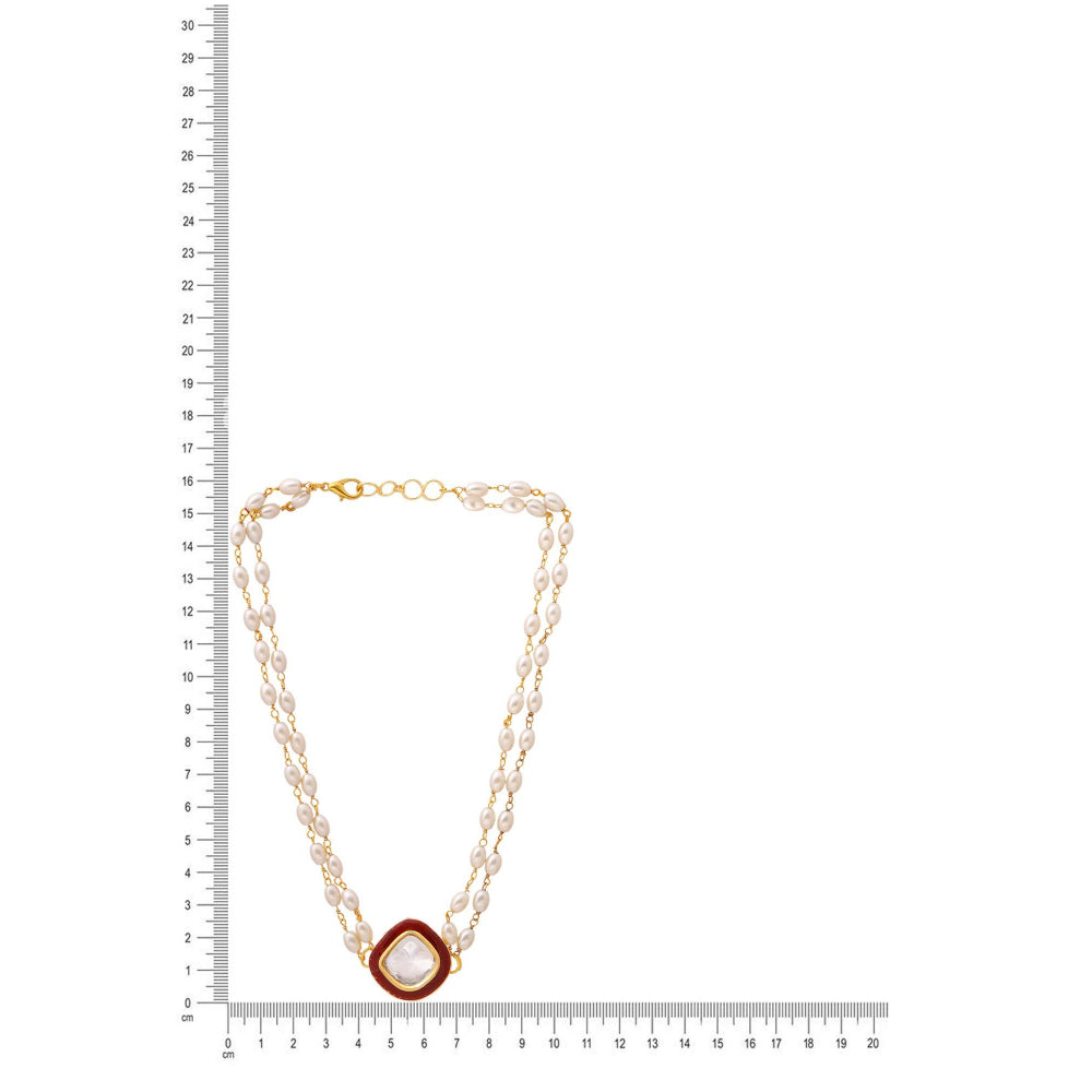 Ruby Raang Studio Red Brass Gold Plated Kundan Necklace