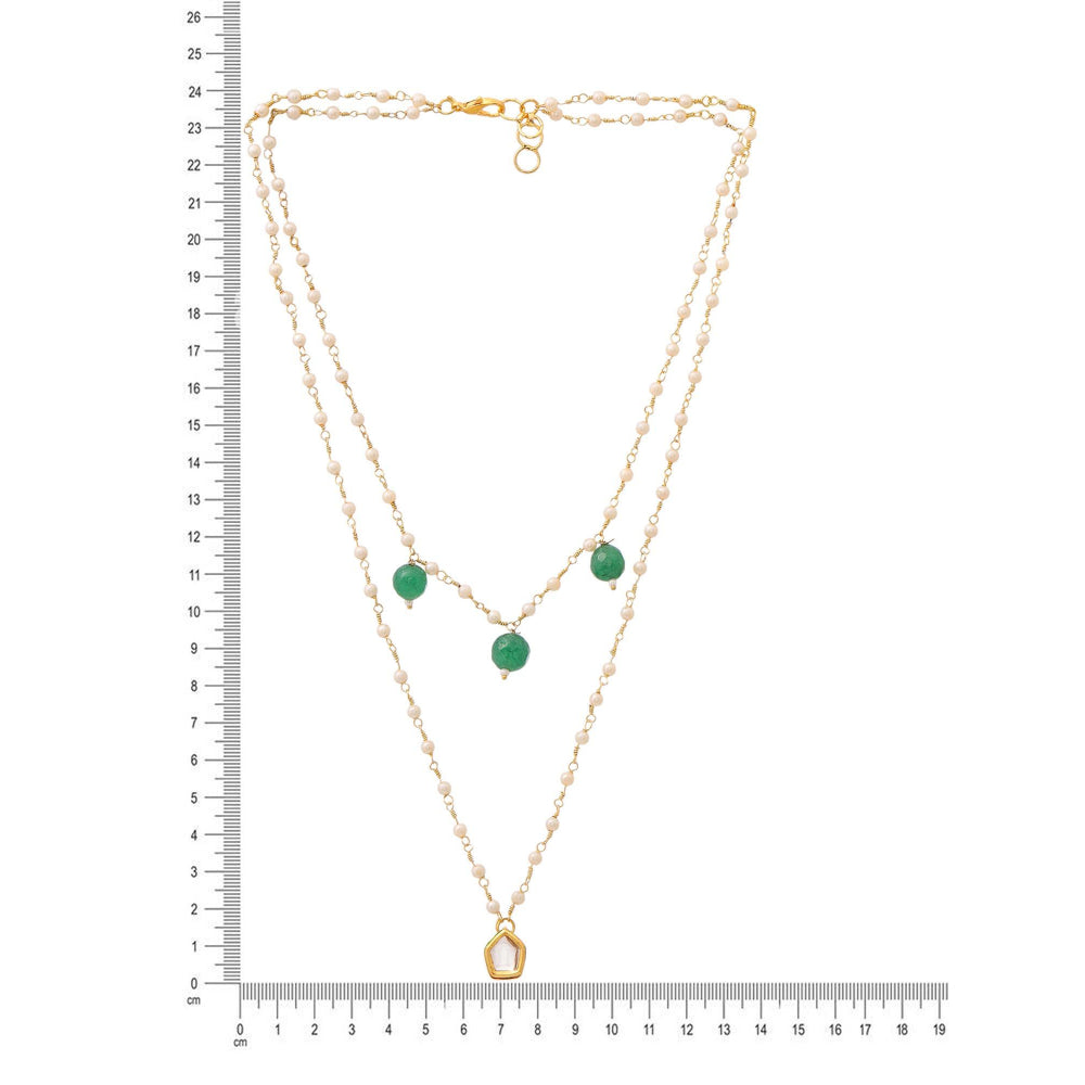 Ruby Raang Studio Green Brass Gold Plated Kundan Necklace