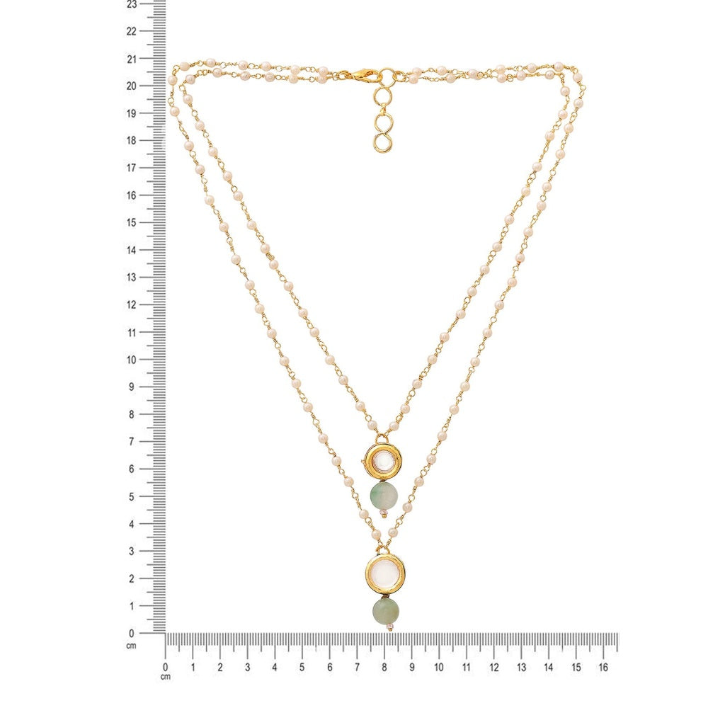 Ruby Raang Studio Green Brass Gold Plated Kundan Necklace