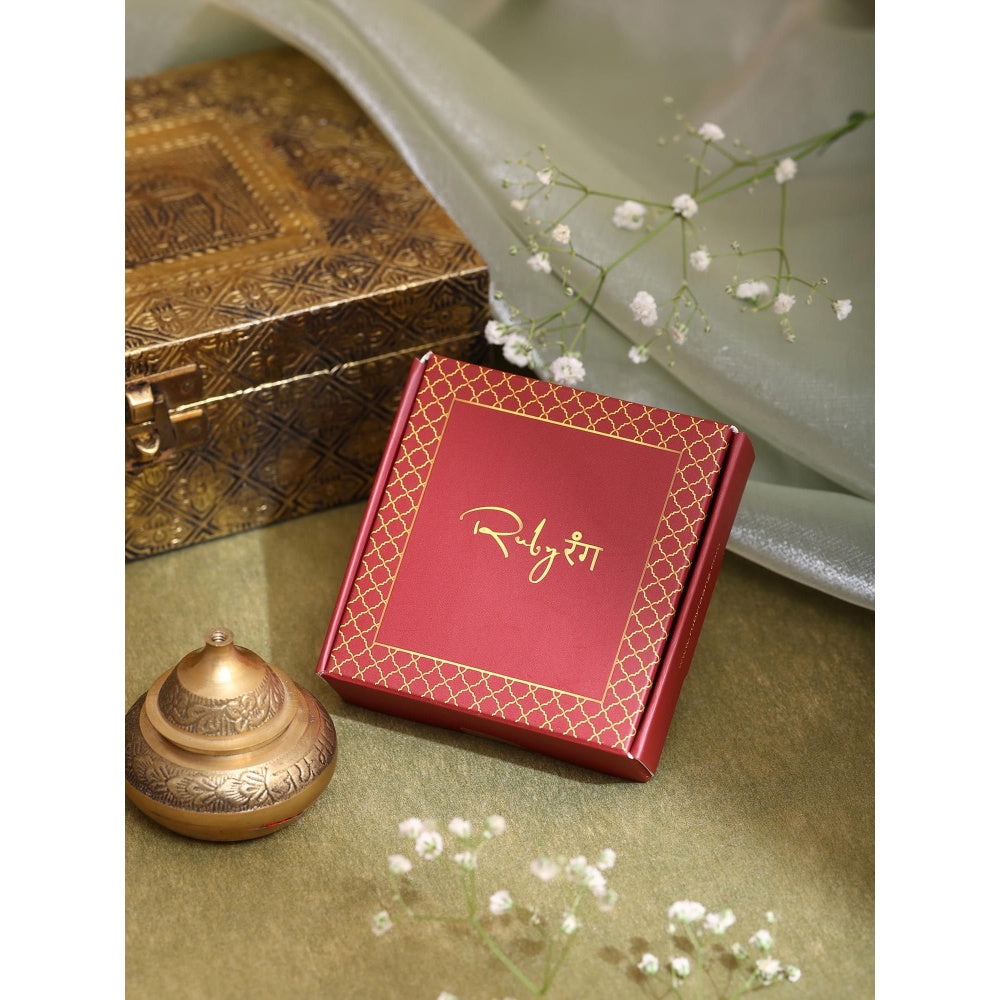 Ruby Raang Studio Pink Brass Gold Plated Kundan Pair Of Earrings