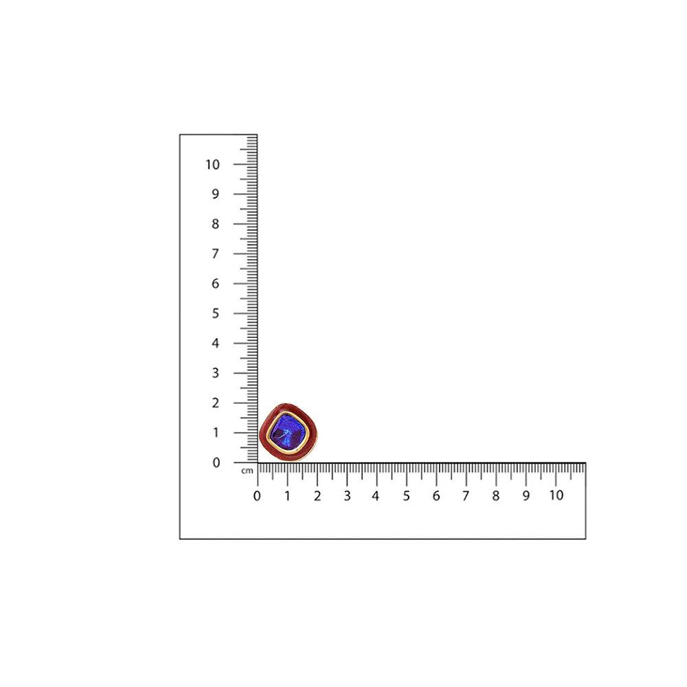 Ruby Raang Studio Blue Brass Gold Plated Kundan Pair Of Earrings