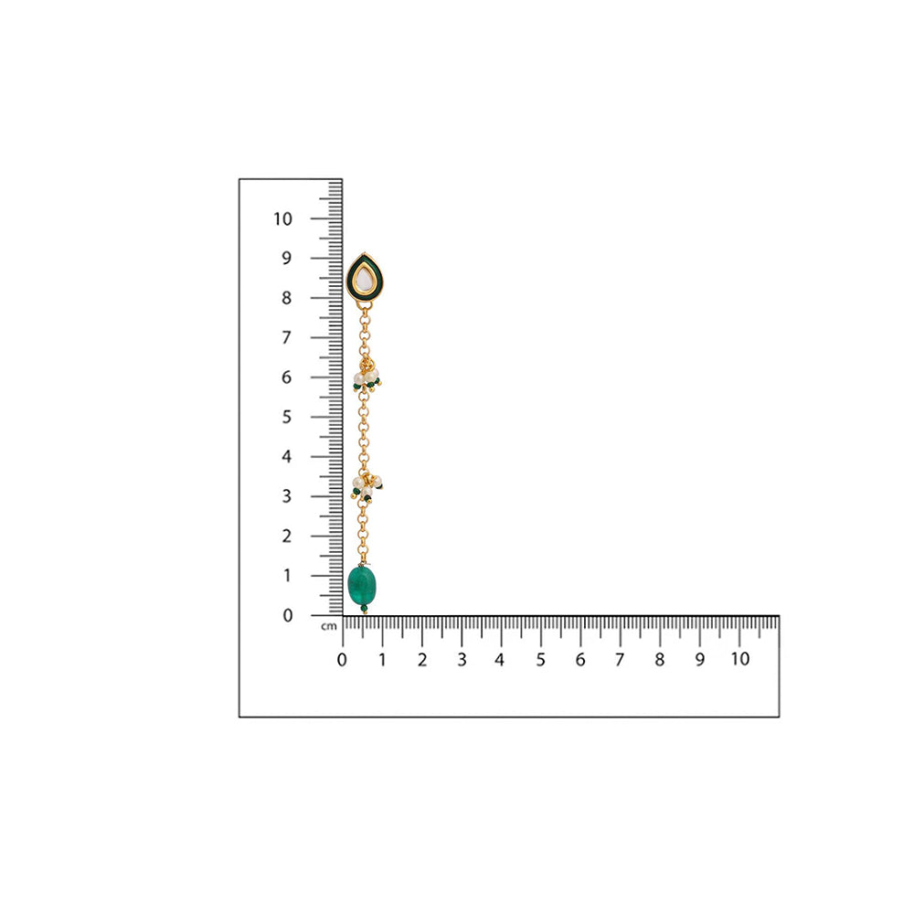 Ruby Raang Studio Green Brass Gold Plated Kundan Pair Of Earrings