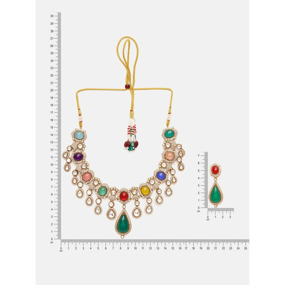 Ruby Raang Studio Multi Maharani Kundan and Stonework Jewellery Set