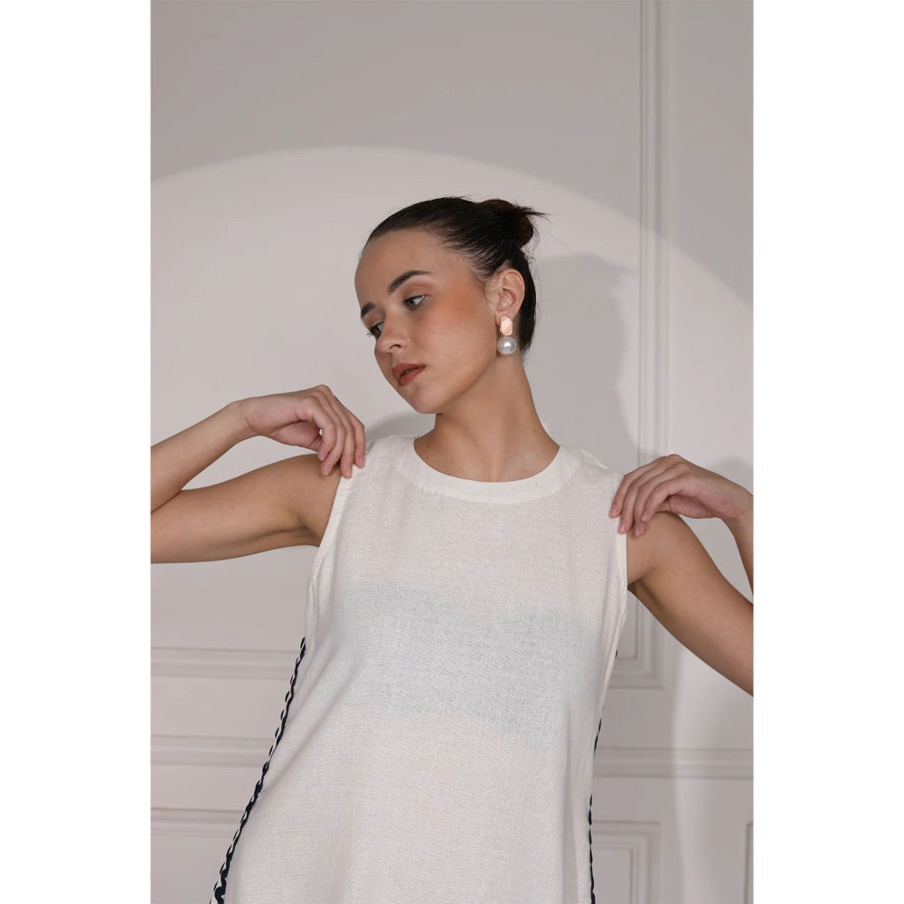 Ruhm Timeless Ivory Khadi Midi Dress with Straps