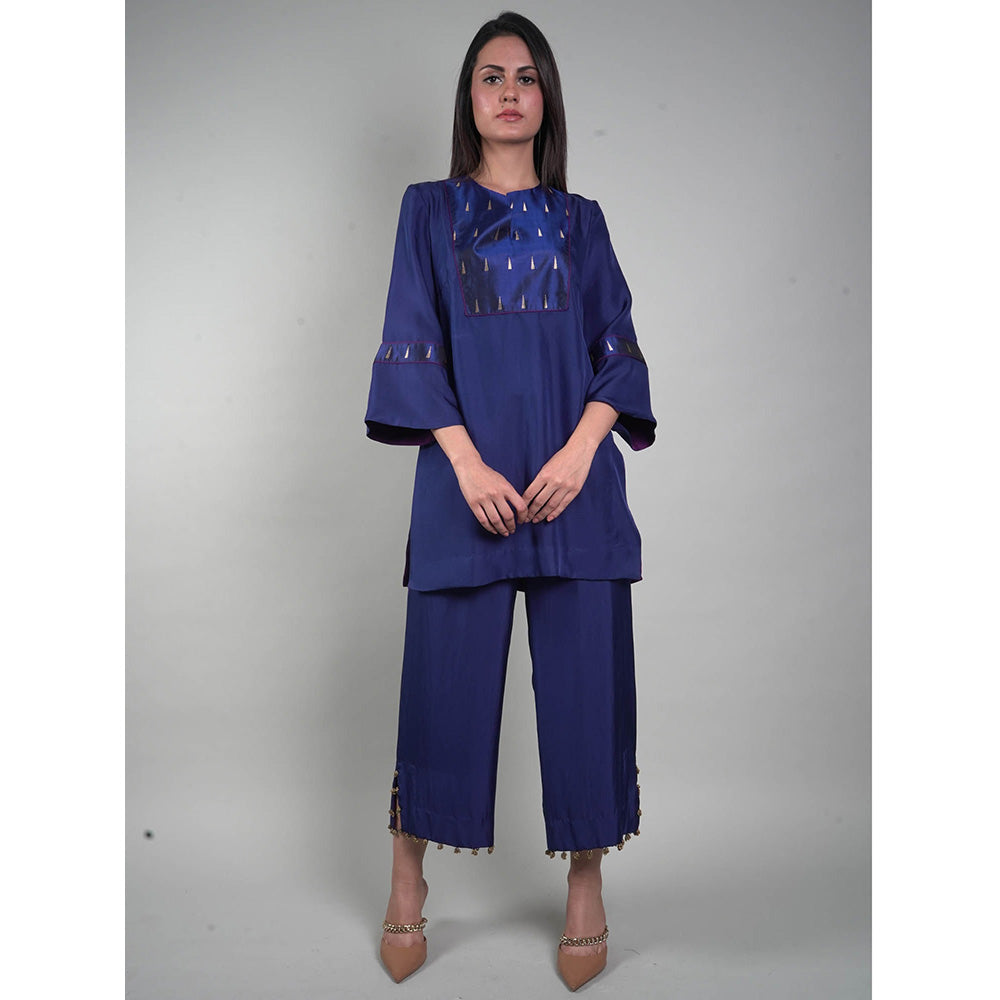 Rukinder Kumar Blue Kanjivaram Co-Ord (Set of 2)