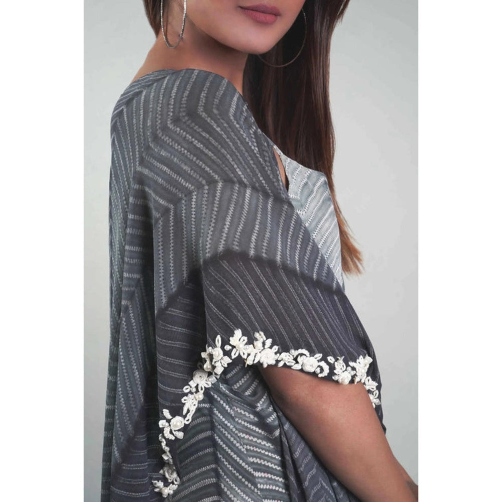 Rukinder Kumar Black Shibori Cape and Knotted Maxi Dress