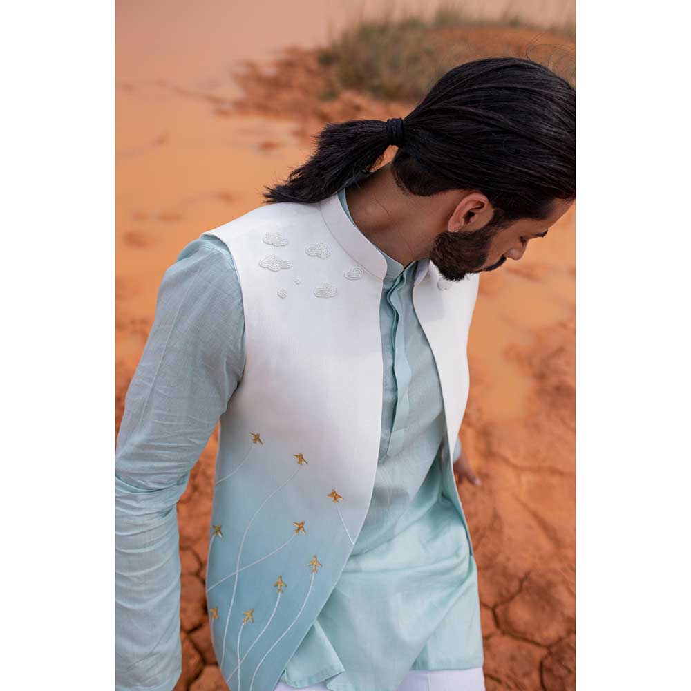 Runit Gupta Blue Ombre Bundi Jacket