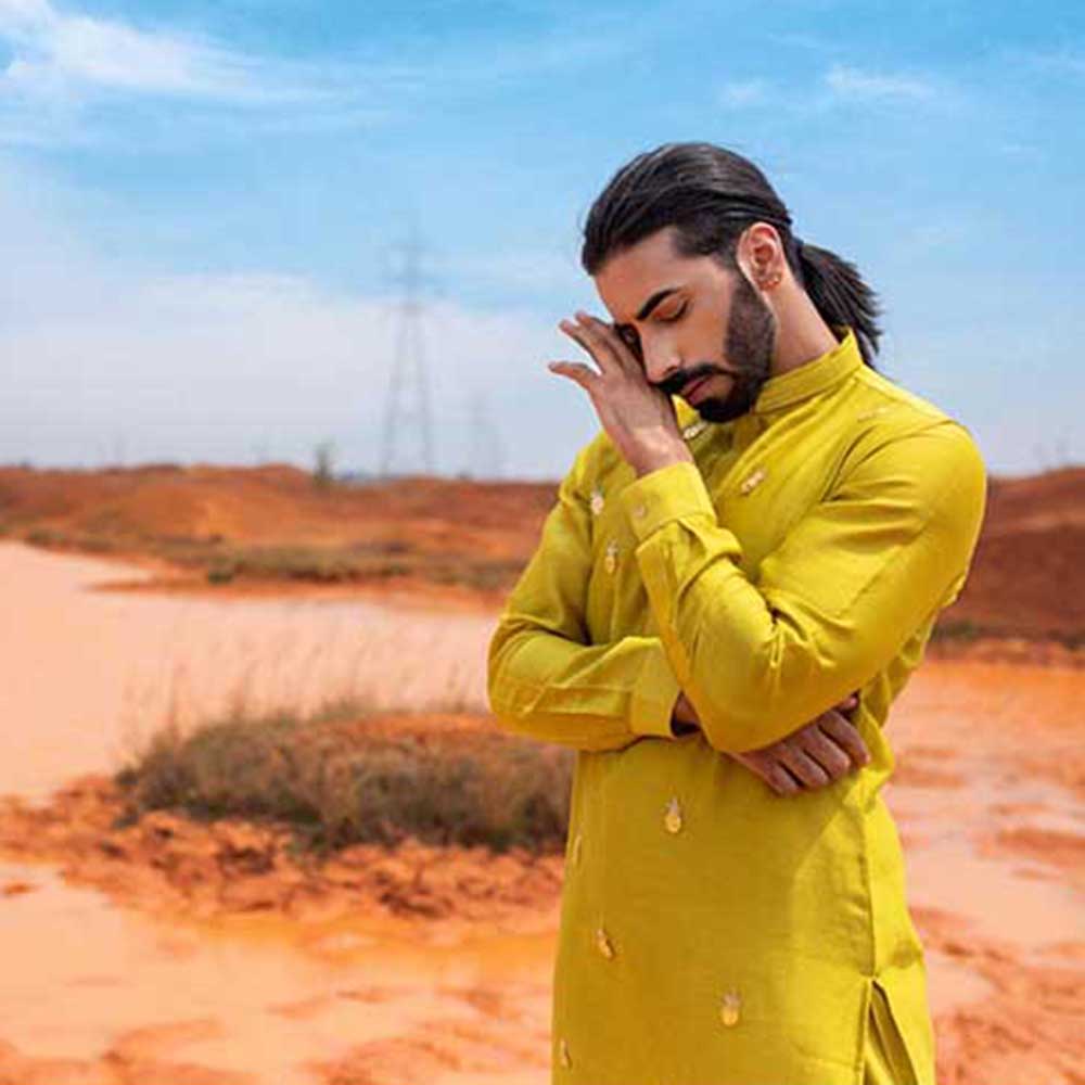 Runit Gupta Tropic Tint Kurta with Churidar (Set of 2)