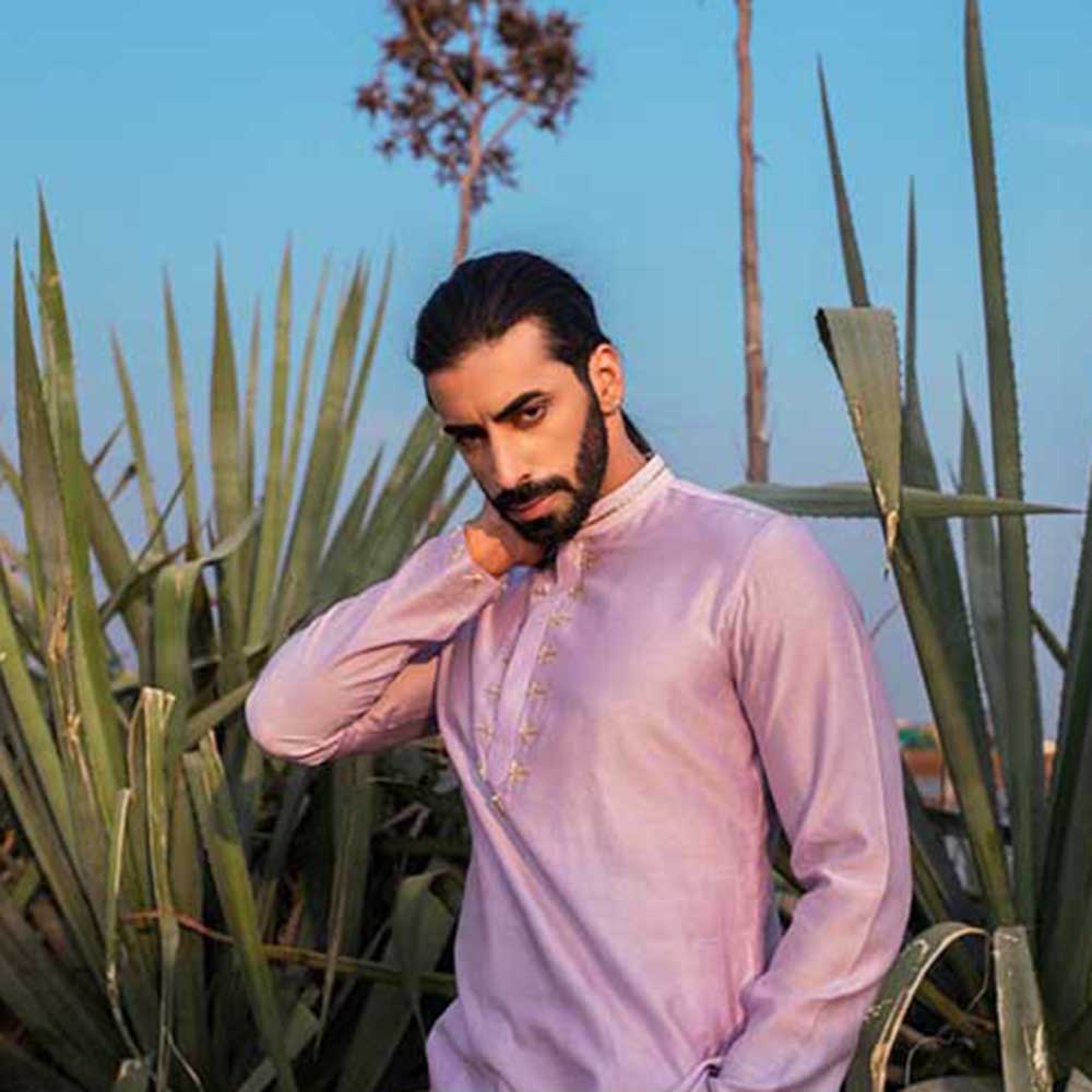 Runit Gupta Pearl Pastel Short Kurta with Pant (Set of 2)