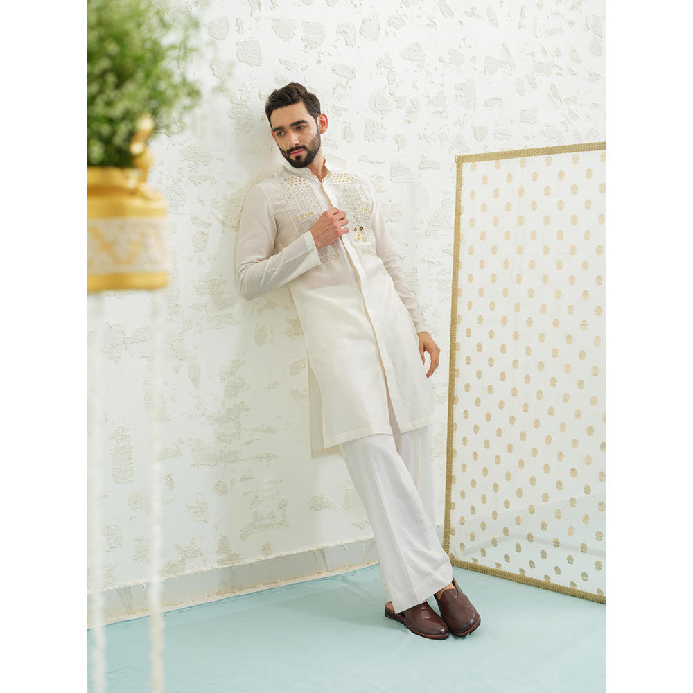 Runit Gupta Ivory Lippan Kurta with Pyjama