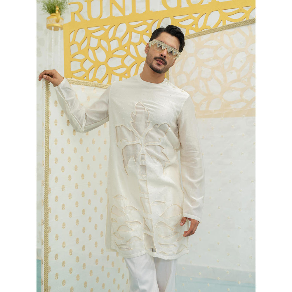 Runit Gupta Palm Tree Cutwork Kurta With Pyjama