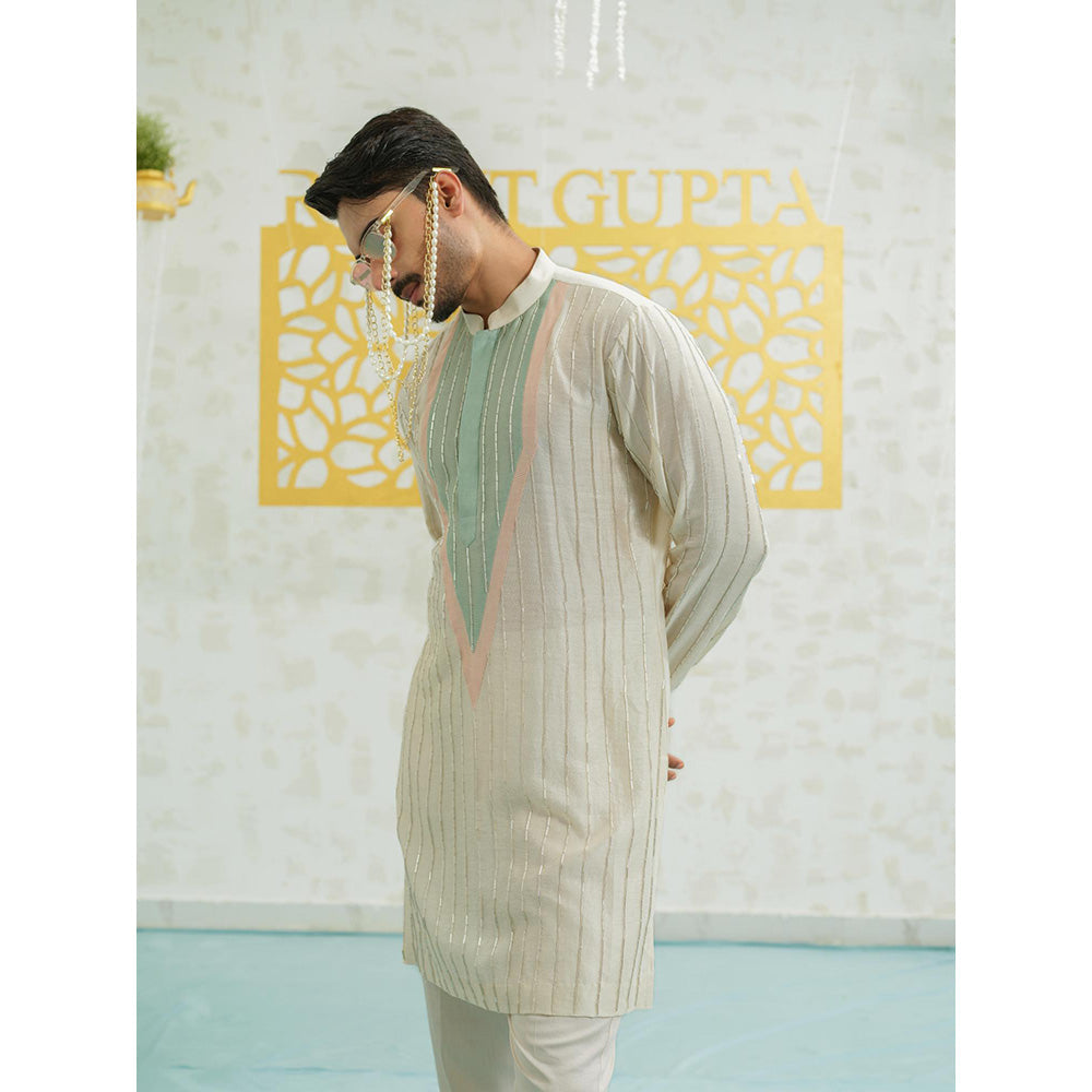 Runit Gupta Patch Stripes Kurta with Pyjama